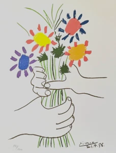 PABLO PICASSO Le Bouquet HAND NUMBERED /1000 LITHOGRAPH FLOWERS art print NEW - Picture 1 of 6