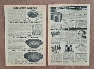 Vintage Playing Cards - Dice - 1938 Catalog Novelty Gambling Decor Art AD LOT - Picture 1 of 2