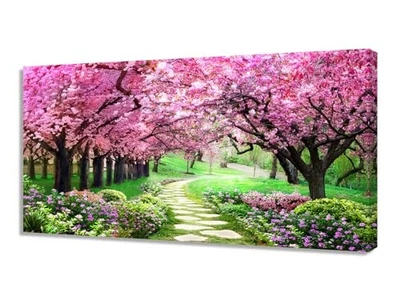Arte de pared en lienzo Aibonnly pintura flores de cerezo 1 pieza parque 40L" x 20W" rosa Foto 1 de 4