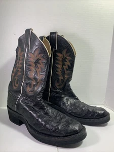 Justin Ostrich Leather Boots GOODYEAR Neolite Rubber Sole 5500 SZ. 7 1/3 D ~READ - Picture 1 of 21