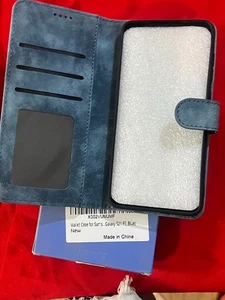 Blue Suede Wallet Case for Samsung Galaxy s21 FE- Brand New - Picture 1 of 2