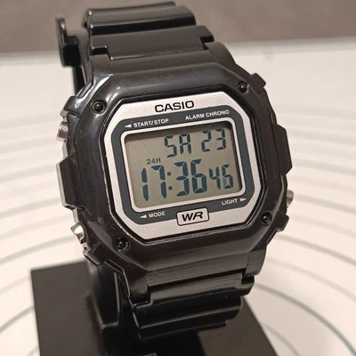 Casio Illuminator Digital Watch Men Black 3224 F-108WHC Date Day White Bezel  - Image 1 of 4