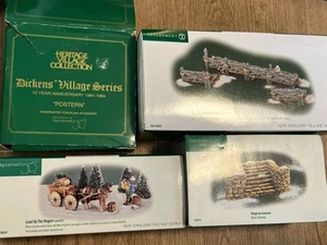 Lote en caja Dept 56 New England Village "On The Boardwalk", vagón, escaleras de piedra - Imagen 1 de 14