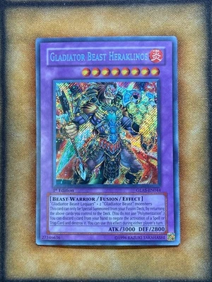 Yugioh Gladiator Beast Heraklinos GLAS-EN044 Secret Rare 1st Ed NM - Image 1 of 2