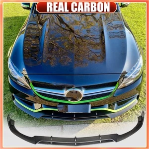 For Mercedes Benz W205 C63 Sedan 15-21 REAL CARBON Front Bumper Lip Spoiler - Picture 1 of 11