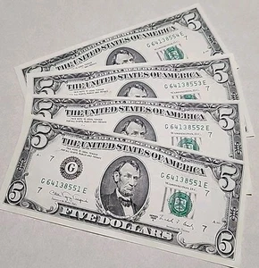 4-5$ Notes sequential order Uncur Chicago G Series 1988A FRN 64138551-54 old - Picture 1 of 3