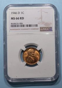 1946-D WHEAT CENT NGC MS 66 RD EBAY AUCTION COMP $24 STOCK PHOTO #SP-4 - Picture 1 of 2