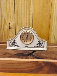 Lenox Porcelain Mantel Clock With Floral Design & Gold Accents - Picture 1 of 10