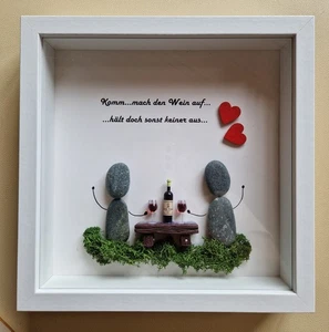 IPonArt 3D Steinbild, 23X23 cm Handarbeit, im Rahmen, "Weintrinker",  Unikat. - Bild 1 von 2