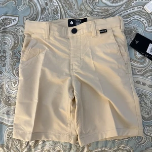 Hurley H2O -Dri Boys Chino Shorts Size 6 Beige Sweat Wicking, Lightweight New - Picture 1 of 11