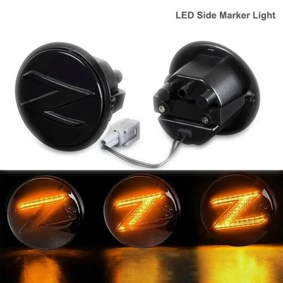 Luz de señal de giro LED ahumada para guardabarros Z emblema lateral para 09- Nissan 370Z Z34 Foto 1 de 4