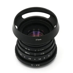 Fujian 35mm F1.6 CCTV Lens ll for Fujifilm Fuji X Mount XA1 with adapter &hood - Picture 1 of 8