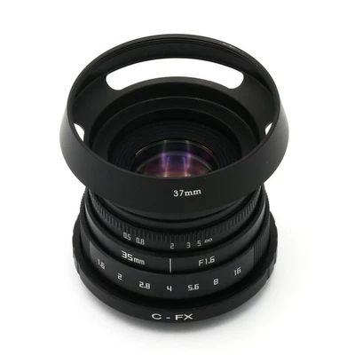 Fujian 35mm F1.6 CCTV Lens ll for Fujifilm Fuji X Mount  XA1 with adapter &hood - Image 1 of 4