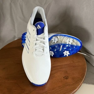 Men's Adidas Golf ZG23 Waterproof Spiked Golf Shoes / White Blue GW1179 Sz 10.5 - Picture 1 of 14