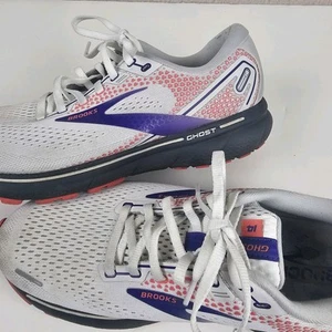Brooks Ghost 14 Running Shoe White Purple Coral Women's Size 10.5 Athleisure - Picture 1 of 20