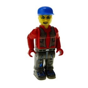 1x Lego Figure 4 Juniors Jack Stone Man Robber Red Gray 4610 4611 js017