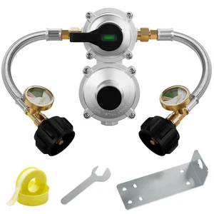 2 Stufen Regler mit 18" Wohnmobil Endrohr Schlauch inkl. Manometer, 2 Stufen Wohnmobil Propan... - Bild 1 von 5