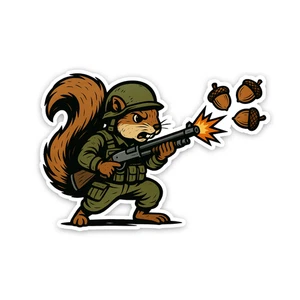 Calcomanía de vinilo de 4 pulgadas estilo militar ardilla HI RES IMPERMEABLE - Imagen 1 de 2