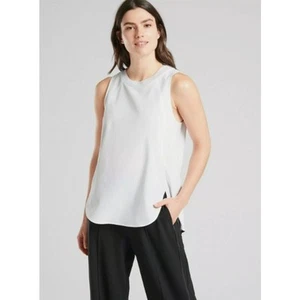 ATHLETA Zephyr Tank White Ribbed Collar Short Sleeves Activewear Women's XS - Picture 1 of 13