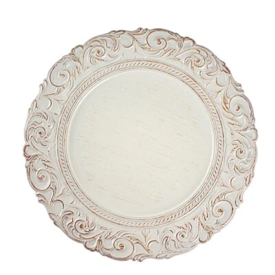 6 Piezas 14" Redondo Barroco Metálico Cargador Platos Boda Fiesta Mesa Decoraciones Foto 1 de 2