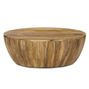 Wooden Coffee Cocktail Table Urban Pot Drum Shaped Table Beautiful Indian - Picture 1 of 2