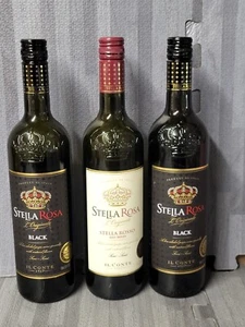 ⭐⭐⭐⭐⭐ *Set of 3* EMPTY Stella Rosa Black & Red Berry Wine Bottles 750mL w Lids - Picture 1 of 3