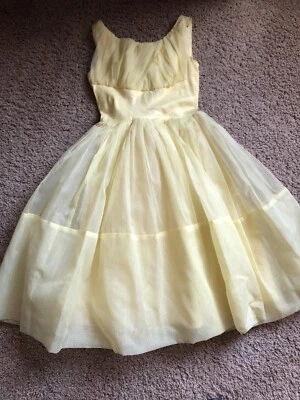 Vintage 50’s Girls Dress Size 8 (?) Yellow Organza Poofy Full Skirt - Image 1 of 4