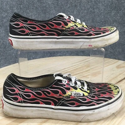 VANS Shoes Womens 6 Authentic Mash Up Flames Casual Sneakers Black Canvas Low - Image 1 of 4