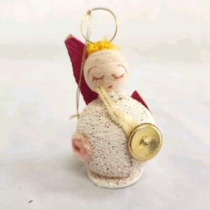 Adorno de Navidad Ángel Brillo Mica Redondo De Colección Hilado Algodón Kitsch COMO ESTÁ - Imagen 1 de 8
