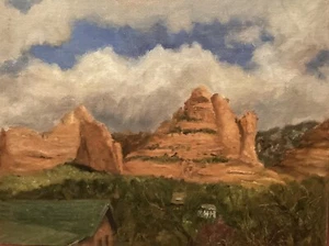 Rock Formation Overlooking Sedona, Arizona - Original Oil Painting - Picture 1 of 1