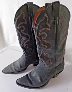 Nocona Stingray Cowboy Boots Mens Size 8E Black Embroidered USA Lot 2 - Picture 1 of 20