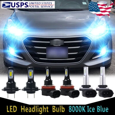 For Hyundai Elantra GT 2013-2017 - LED Headlight Bulbs Hi Lo Beam + Fog Lamp HKL - Image 1 of 4