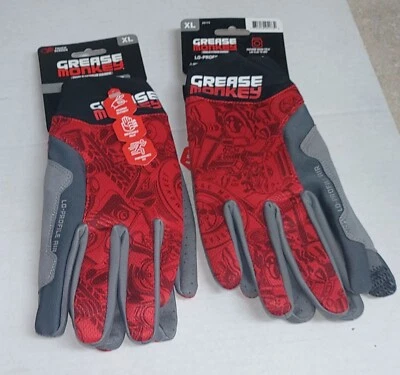 Grease Monkey Lo-Profile Air Work Gloves Touch Screen Size XL 2 Pack
