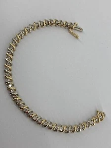 14KT Two Tone Gold Diamond Bracelet Approx 2.5cttw 7in 14.8g - Picture 1 of 8