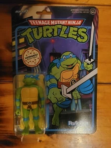 Leonardo 2023 3.75" TMNT Teenage Mutant Ninja Turtles ReAction Super 7 Cartoon - Picture 1 of 3