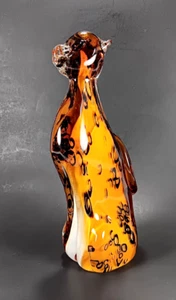 Gepard Kunst Glas Figur Fifth Avenue Kristall Bernstein Katze Murano Stil 10" - Bild 1 von 20