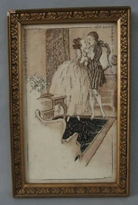 petite gravure estampe scène galante danse cadre doré 1900 - Imagen 1 de 1