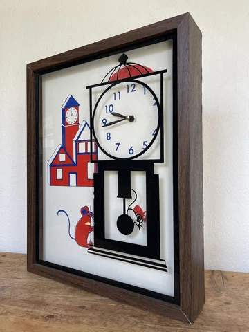 Mid Century Modern Sixties Pop Art Mod Hickory Dickory Dock Mouse Wall Clock Cover