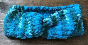 Handmade Knitted Women's Headband-Blue-Ocean-Thick-Chunky-Winter Fashion-Yarn - Picture 1 of 6