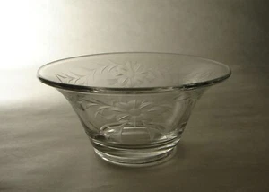 Depression Era Elegant Glass Mayo Mayonnaise Bowl Floral Gray Cut ca.1930s - Picture 1 of 3