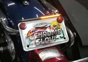 Low Profile License Plate Mount Motorcycle LED Turn Signal Light Bar, Smoke Lens - Picture 1 of 4