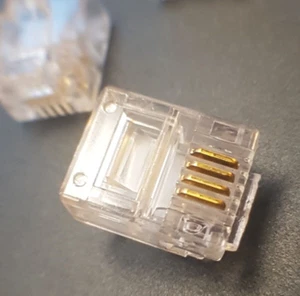 RJ 11 connector Cat 3 modular plug 6P4C 4 pin clear 10 pieces - Imagen 1 de 3