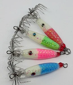 squid jigs fishing glow in the dark jig puget sound 4pcs high quality - Picture 1 of 8