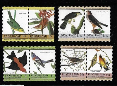 Union Isl. Se-tenant birds x4 ,  Scott 186-189, MNH, XF			         (g295 - Image 1 of 2