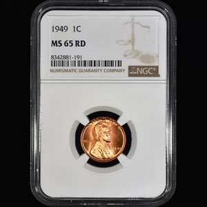 1949 P LINCOLN WHEAT CENT ✪ NGC MS-65-RD ✪ 1C COIN PENNY GEM UNC 191 ◢TRUSTED◣ - Picture 1 of 4