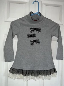 Papa Girls Gray Long Sleeve Turtleneck Dress Size 4-5 - Picture 1 of 6
