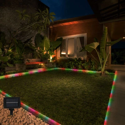 Solarlampe Lichterkette Gartenleuchte Deko Stecklampe Erdspieß mehrfarbig 50xLED - Bild 1 von 4