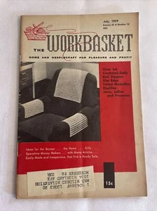 1959 July THE WORKBASKET Magazine, Chair Set, Crocheted Doily (MH107) - Imagen 1 de 3