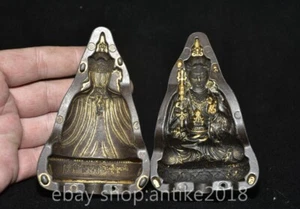 3.8" Rare Old Chinese Tibet Copper Gild Buddhism Je Tsongkhapa mold Statue - Picture 1 of 8