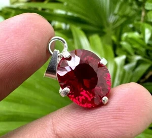 Colgante de plata de ley 925 rubí rojo natural de 20 quilates con piedras preciosas sueltas certificadas ovaladas - Imagen 1 de 4
